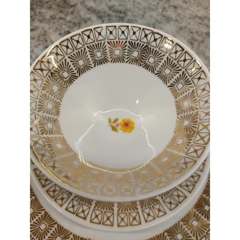 Bareuther Waldsassen Bavaria Gold Porcelain Tea Cup Saucer Plate Trio Set 22K
